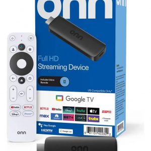 Onn Full Hd Stick Conversor Smart Tv Streaming Google Tv Color Negro Control Remoto Por Voz